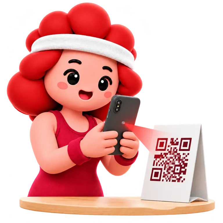 شخصية كاردي تمسح رمز QR مال المكان بالتلفون
